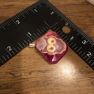 Handmade purple owl on purple glitter resin charm